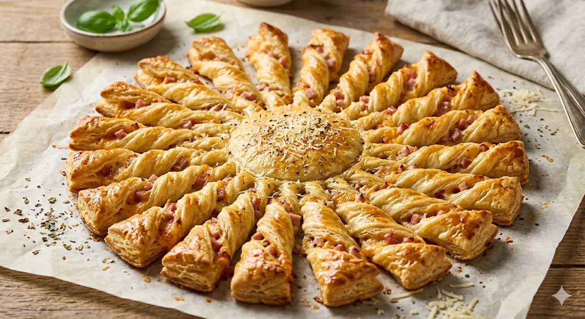 Ham and Cheese Puff Pastry Sun